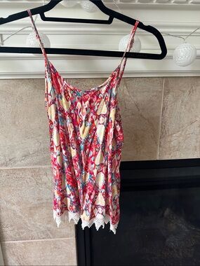 Mossimo Supply Co. Pink Multi-Print Spaghetti Strap Camisole with Lace Trim